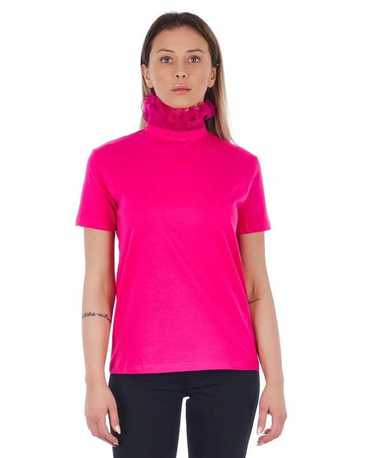 Frankie Morello Pink High Neck Short Sleeve Tops & T-shirt