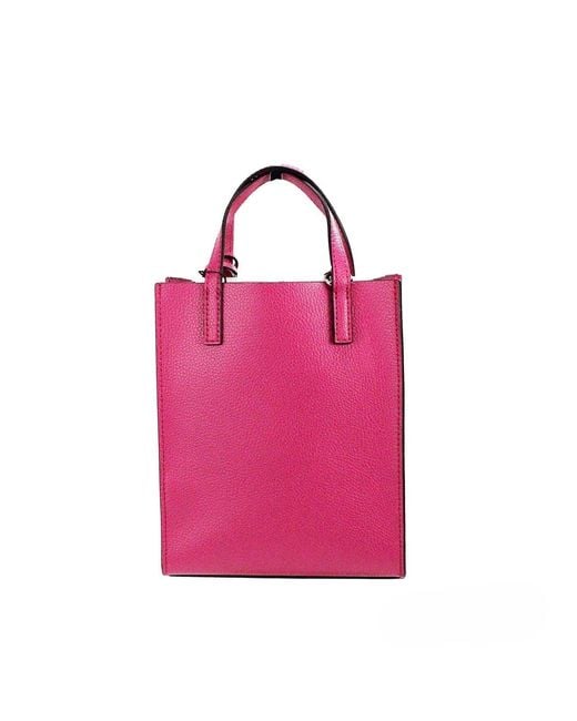 Marc Jacobs Pink Mini Grind Cactus Flower Pebbled Leather Crossbody Tote Bag