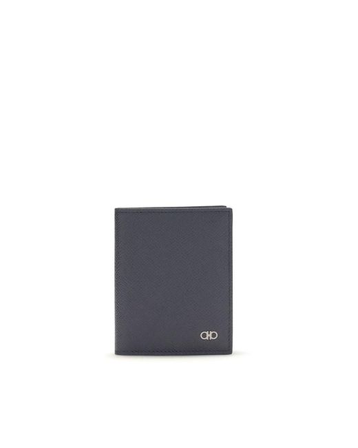 Ferragamo Blue Calf Leather Bos Taurus Wallet for men