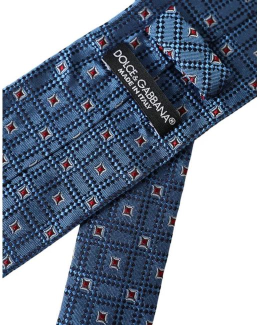 Dolce & Gabbana Blue Geometric Pattern Silk Necktie for men