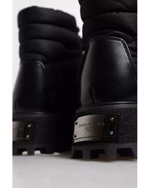 Dolce & Gabbana Black Padded Mid Calf Lace Up Boots Shoes for men