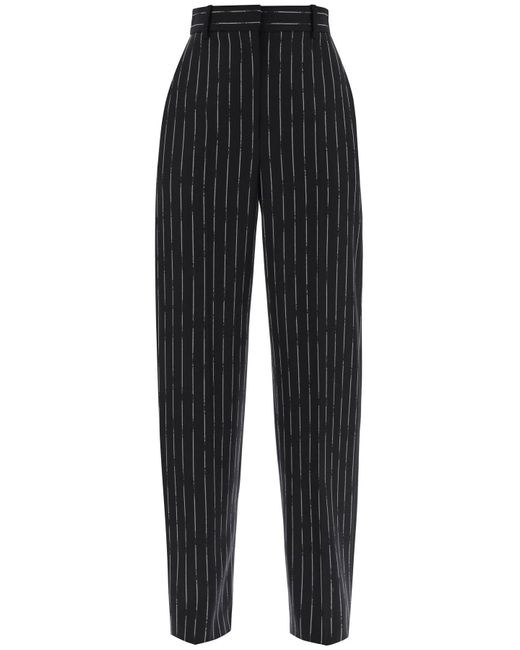 Alexander McQueen Black Broken Pinstripe Trousers