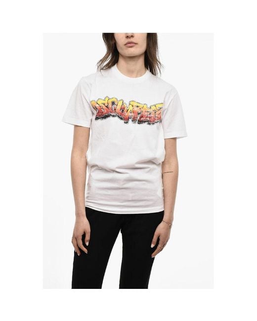 DSquared² White Short Sleeved Graffiti Printed T