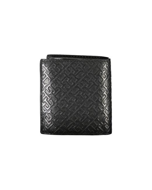 Tommy Hilfiger Black Sleek Leather Dual-Compartment Wallet for men