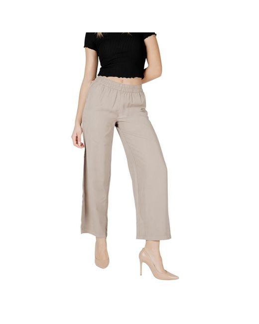 ONLY Natural Beige Viscose Casual Pants