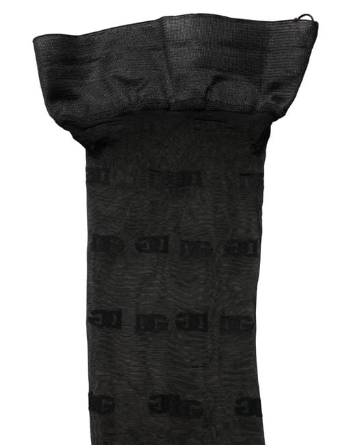 Dolce & Gabbana Black Sheer Logo Monogram Tights Stockings Socks