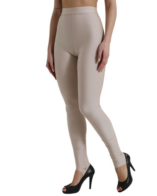 Dolce & Gabbana Multicolor Beige Nylon Stretch Slim Leggings Pants