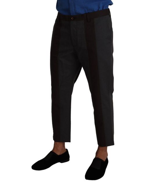 Dolce & Gabbana Black Dolce Gabbana Bordeaux Striped Cropped Trouser Pants for men