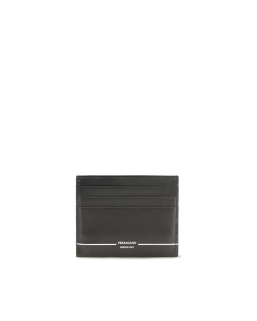 Ferragamo Black Calf Leather Bos Taurus Wallet for men