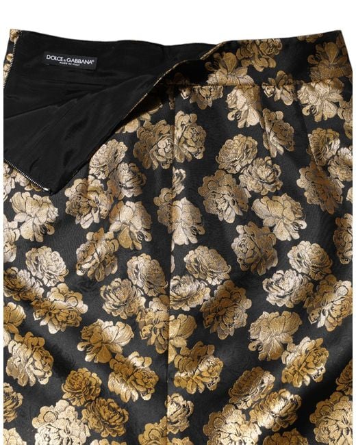 Dolce & Gabbana Black Floral Print Jacquard Mini Skirt