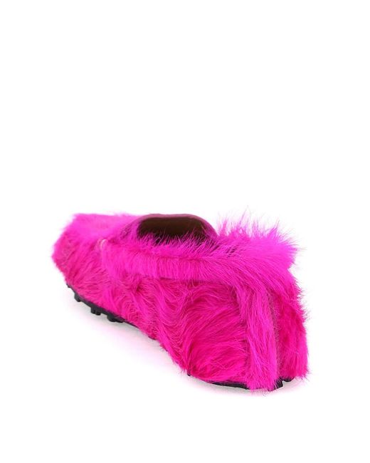 Marni Pink Long-Haired Leather Moccasins In for men