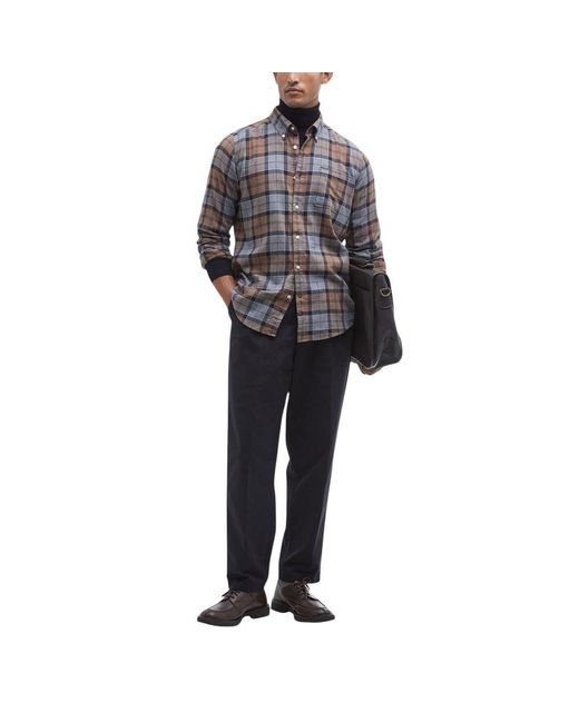 Barbour Gray Beige Cotton Pattern Shirt for men