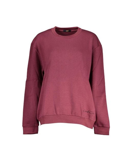 Roberto Cavalli Purple Elegant Fleece Crew Neck Sweatshirt