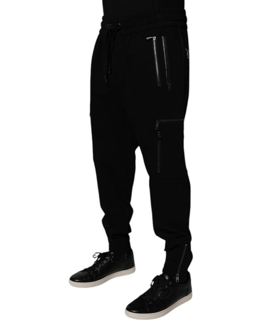 Dolce & Gabbana Black Wool Stretch Jogger Pants for men