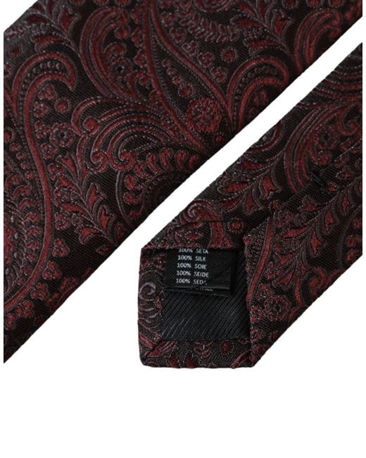 Dolce & Gabbana Red Patterned Silk Adjustable Tie for men