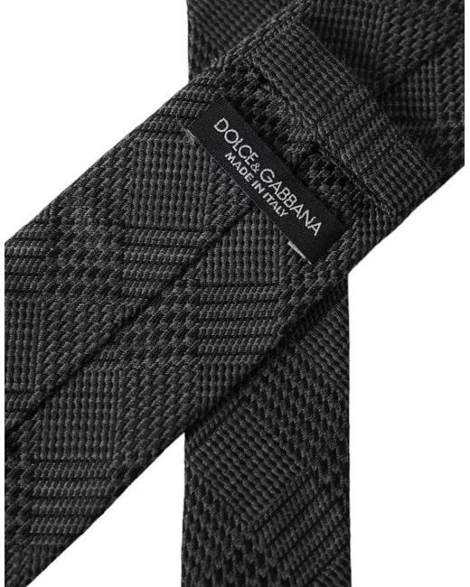 Dolce & Gabbana Gray Glen Plaid Tie Kra3328 for men