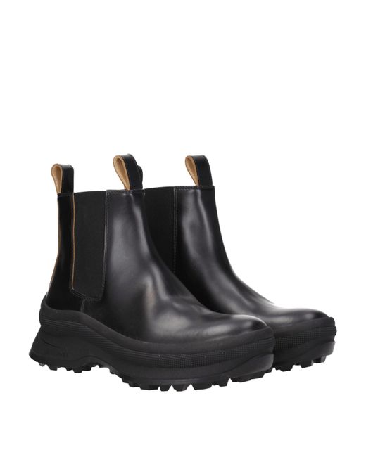 Jil Sander Black Leather Ankle Boots for men