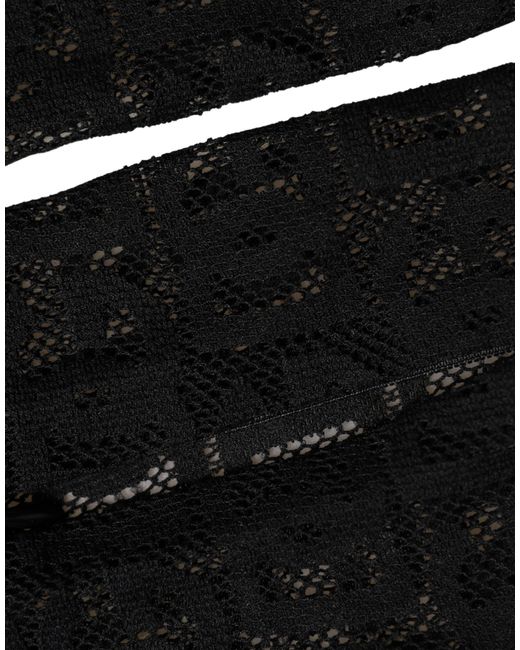 Dolce & Gabbana Black Dg Logo Sheer Nylon Thigh High Socks