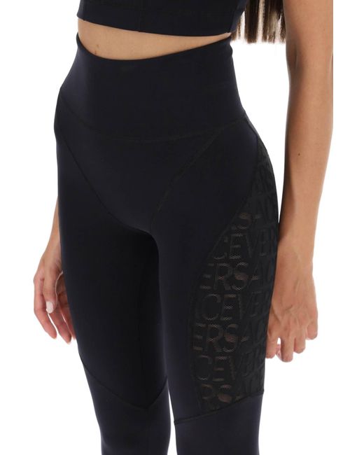 Versace Black Sports Leggings With Lettering