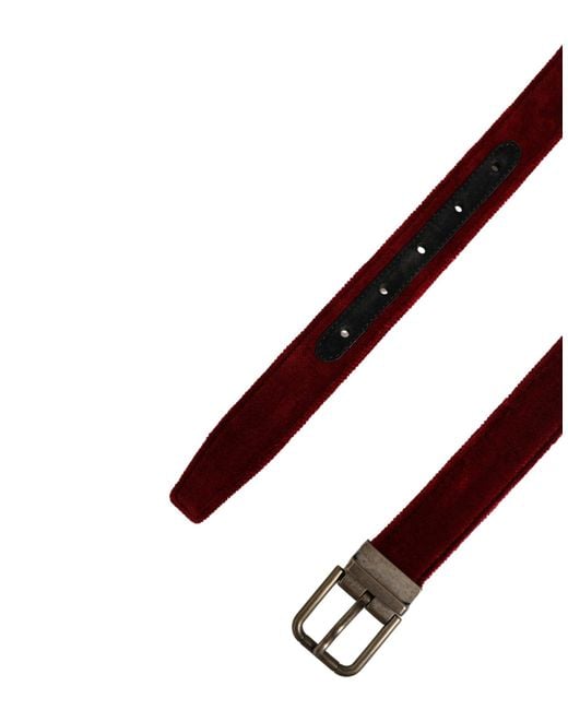 Dolce & Gabbana Red Velvet Cotton Metal Buckle Belt Calf for men