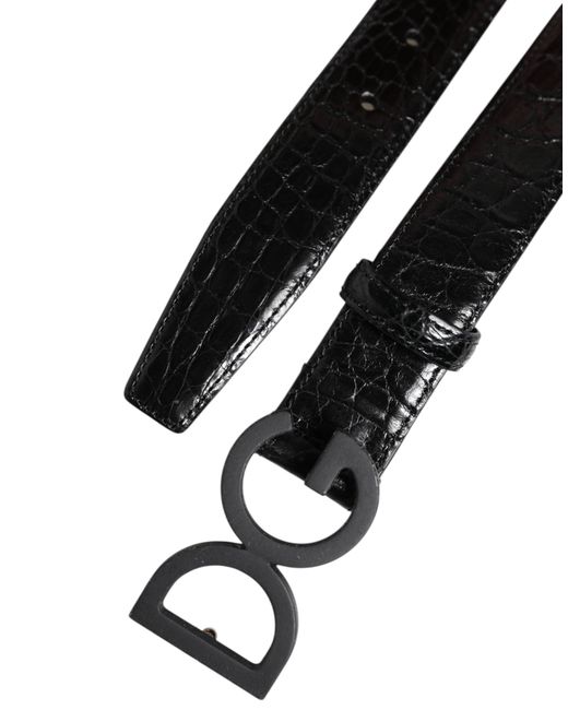 Dolce & Gabbana Black Leather Classic Metal Dg Buckle Belt for men