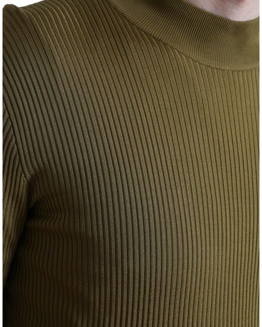 Dolce & Gabbana Green Viscose Crewneck Pullover Sweater for men