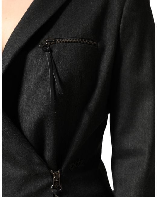 Exte Black Double Breasted Pants Blazer Jacket 2 Piece Suit
