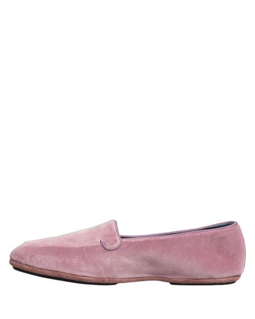 Dolce & Gabbana Pink Velvet Slip On Men Flats Loafers Shoes for men