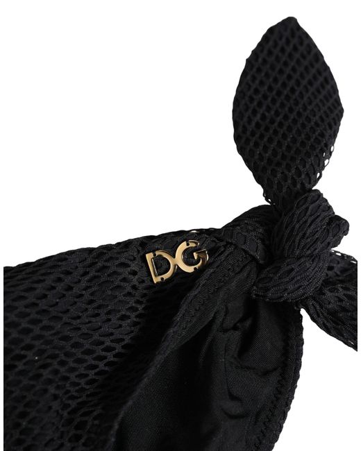 Dolce & Gabbana Black Swimwear Side-Tie Bikini Bottom Dg Logo
