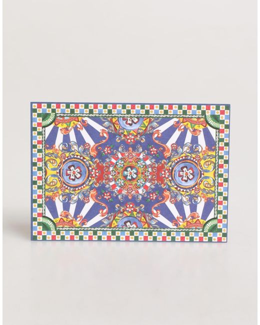 Dolce & Gabbana Blue Carretto Siciliano Envelope Post Card Holder