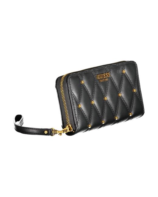 Guess Black Chic Contrasting Details Zip Wallet