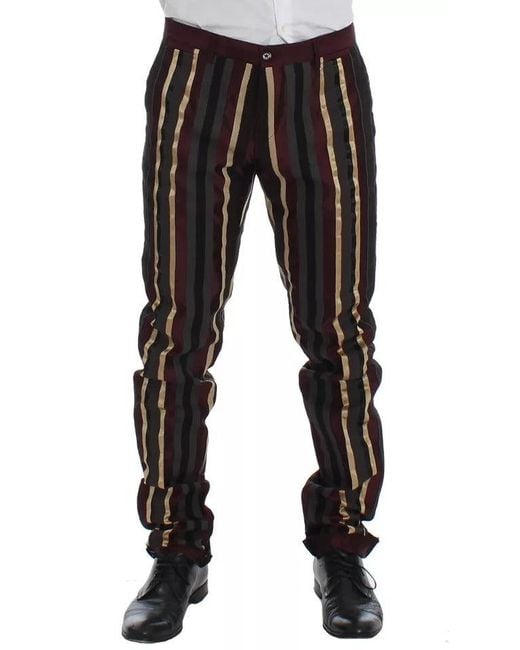 Dolce & Gabbana Black Multicolor Striped Runway 3 Piece Slim Fit Vest Suit for men