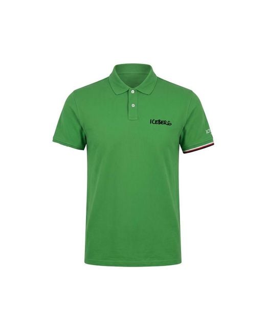 Iceberg Green Cotton Polo Shirt for men