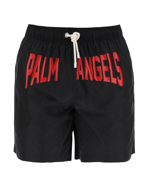 Palm Angels Black "sea Bermuda Shorts With Logo Print