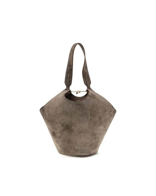 Khaite Gray Beige Calf Leather Bos Taurus Shoulder Bag