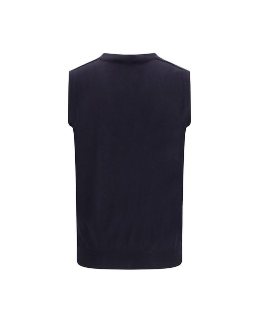 Aragona Cashmere Blue Wool Oves Aries Sleeveles Sweater for men