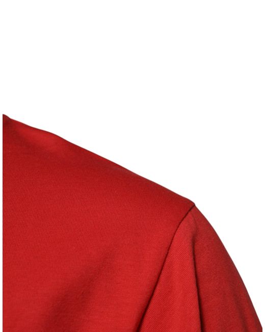 Dolce & Gabbana Red Dg Logo Patch Cotton Crew Neck T for men