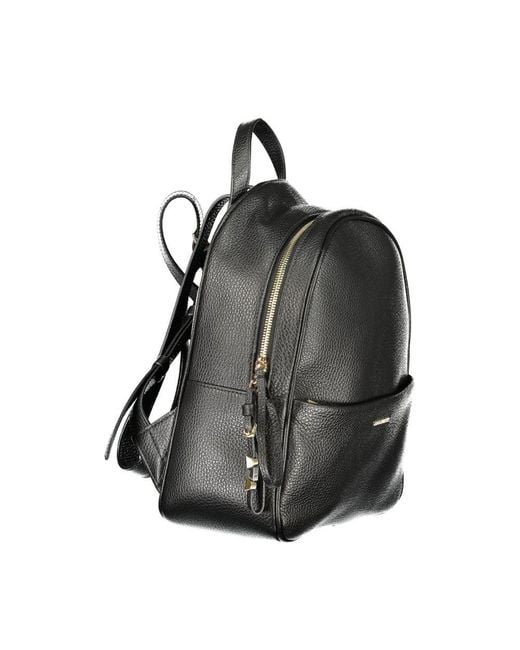 Coccinelle Gray Black Leather Backpack