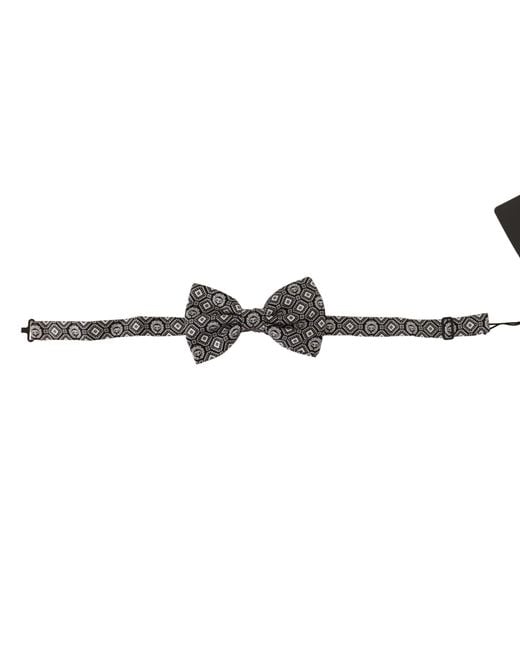 Dolce & Gabbana Black 100% Silk Adjustable Neck Papillon Tie for men