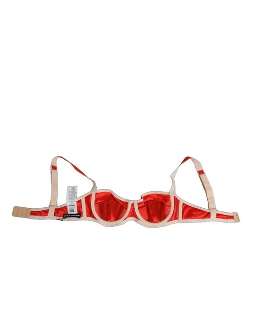 Dolce & Gabbana Red Silk Satin Underwire Bra Semi-Pad Underwear Elastane Clothing