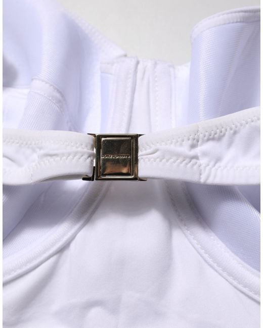 Dolce & Gabbana Gray White Padded Balconette One Piece Swimwear