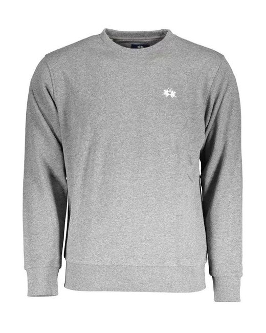 La Martina Gray Cotton Sweater for men