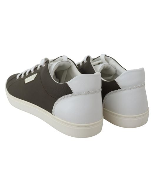 Dolce & Gabbana Black Sleek Leather Low Top Sneakers for men