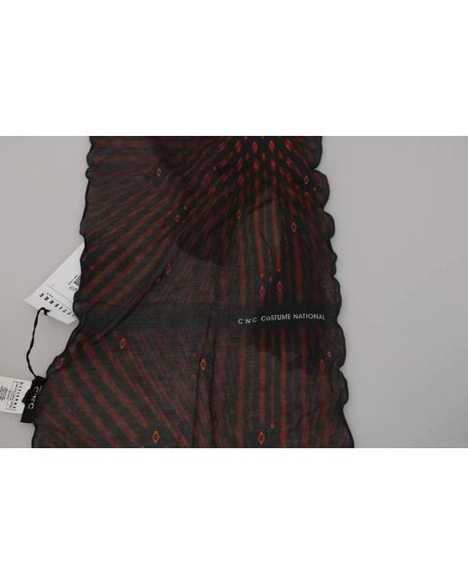CoSTUME NATIONAL Black Red Viscose Foulard Branded Scarf for men