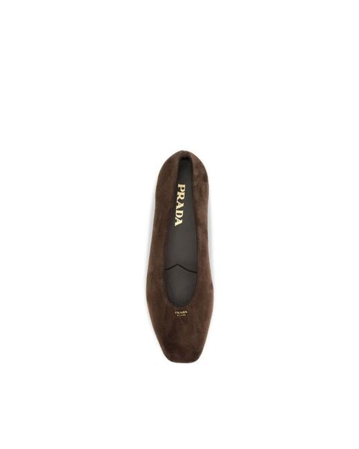 Prada Brown Calf Leather Bos Taurus Ballet Flats