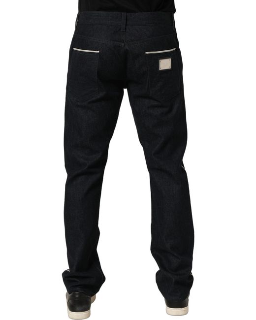 Dolce & Gabbana Black Cotton Mid Waist Classic Men Denim Jeans for men