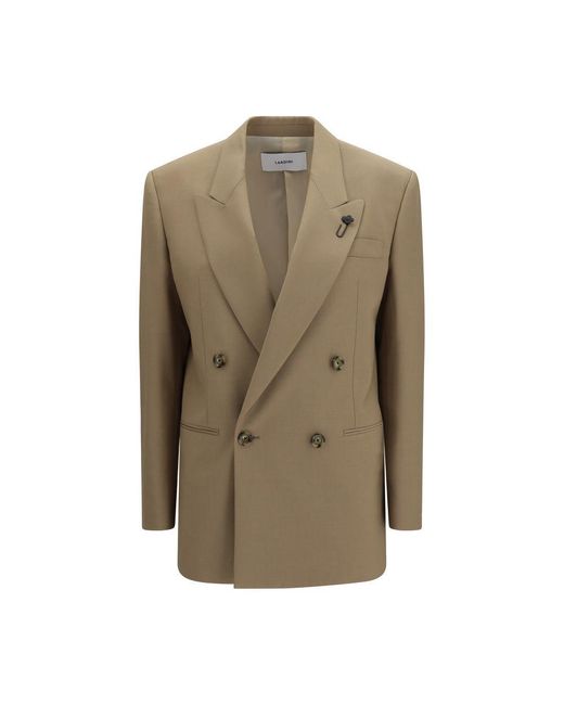 Lardini Green Beige Wool Oves Aries Blazer