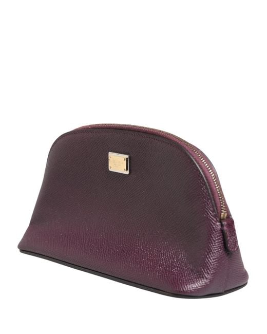 Dolce & Gabbana Purple Dark Leather Dg Logo Zip Around Hand Purse Wallet