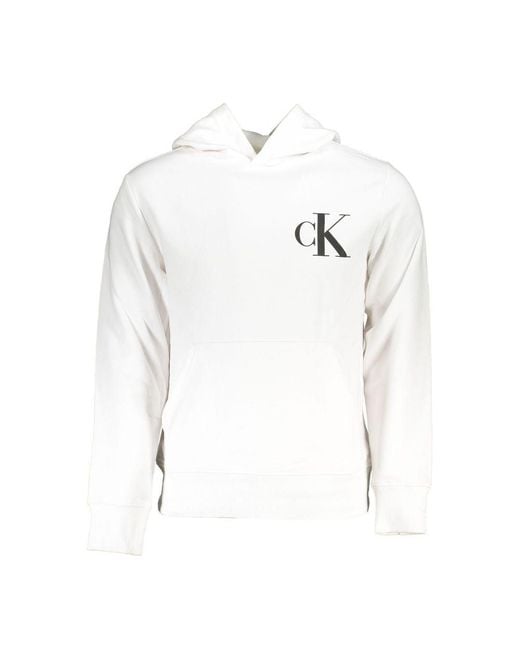 Calvin Klein White Ck Monogram Hoodie Casual Style for men