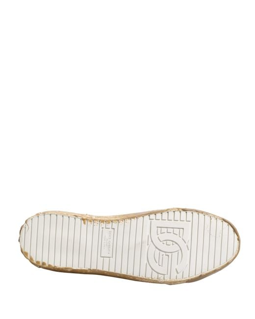 Dolce & Gabbana White Leather Paint Effect Low Top Sneakers Shoes for men